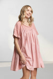 DROP SHOULDER BABYDOLL DRESS - RED3499