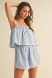 IST5868 STRIPED POPLIN CAMI  AND SHORTS SET