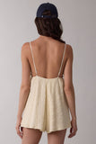 SWEETHEART NECK RUFFLE TRIM PLAIN MINI ROMPER