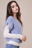 12W3382N-Oversized Button Down Knit Sweater Top