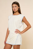 Sleeveless Crop Top & Skort Set W/Contrast Trim