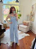 Exposed Seam Denim Overalls