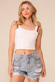 Ruffle Strap Crop Tank Top