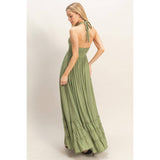 Halter Neck Smocked Maxi Dress