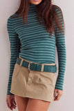 Stripe Turtleneck basic top fitted tee long sleeve top