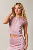 SLEEVELESS HIGH NECK LACE TRIM CROP TOP