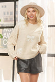 LESW4039- BOW PRINT KNIT SWEATER