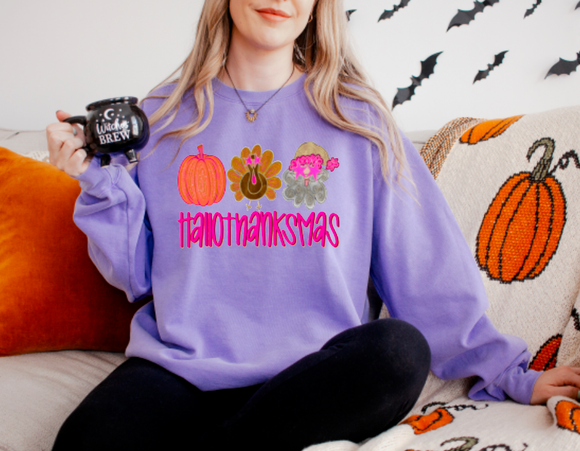 Preppy Hallothanksmas Graphic Sweatshirt 