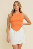 SLEEVELESS TASSLE HEM KNIT TANK