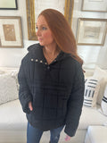 Black Quilted Puff Pullover