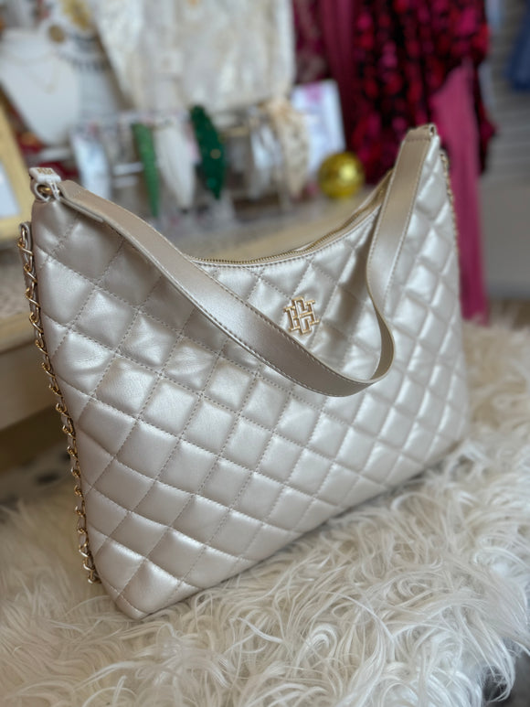 Maeve Quilted Tote-PEARL