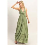 Halter Neck Smocked Maxi Dress
