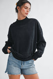 9164HK Oversized Mock Neck Washed Sweatshirt