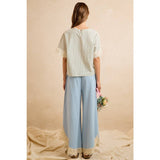 WIDE LEG CROCHET LACE WITH TULIP HEM JEANS