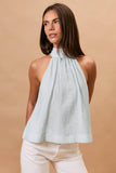 BOW DETAIL HALTER NECK FLARE TOP
