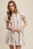 Floral Puff Sleeve Smocked Dress