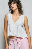 Sleeveless contrast thermal cropped babydoll top