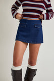 HIGH WAISTED A-LINE DENIM SKORT