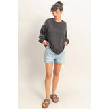 Oversized Cross Detail Open Back Sweatshirt