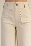 Colette Cropped Wide-Leg Scallop Pocket Detail Pants