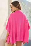 T2195B Oversized Drawstring Tie Sleeves Solid Top