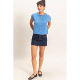 Rolled Edge Button Front Sweater Vest