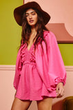 R5268 Ruffled Solid Woven Romper