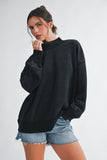 9164HK Oversized Mock Neck Washed Sweatshirt