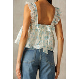 JT5591-1 - WHITE BLUE FLORAL TOP