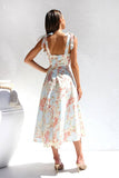 Pastel Floral Sweetheart Midi Dress
