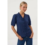 Ruffle Detail Bubble Sleeve Top