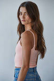 S1304N | Knit Striped Seamless Cami Strap Reversible Top