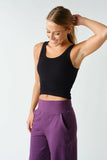 Ribbed Scoop-Neck Built-in-Bra Tank Top