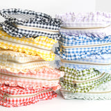 Gingham Ruffle Zipper Pouch Embroidery Friendly Cosmetic Bag
