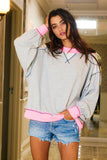 Contrast & Reverse Stitch Details Sweatshirts