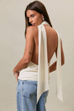 COWL NECK TOP WITH ATTACHED SCARF
