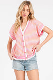 GINGHAM KNIT BUTTON UP CARDIGAN