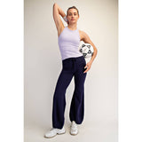 COTTON LYCRA BUBBLED FLARE PANTS