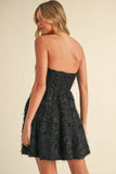 ID8550 SEQUIN VELVET CRISS CROSS BACK LONGSLEEVE MINI DRESS