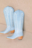 LUCIA LEAVES CUT OUT DESIGN TALL COWBOY BOOTS