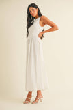 ID9030 BOATNECK SCOOP BACK CHEVRON WAIST FLARED MIDI