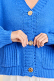 Chunky Knit Button-Up Cardigan With Gold Buttons