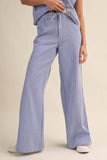 IST6347 STRIPED DENIM RUFFLE OVERSIZE VEST AND WIDE PANTS