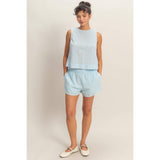 Eyelet Elastic Shorts With Pockets
