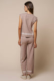Houndstooth Contrast Sleeveless Top & Wide Leg Pants Set