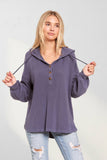 LONG PUFF SLEEVES HOODIE TUNIC TOP - RET3056PD