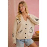 HALLOWEEN GHOST PUMPKIN BUTTON CARDIGAN