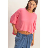 Relaxed High-Low Batwing Sleeve Top