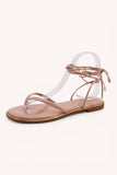 DAZZLE-09 Lace-Up Thong Sandals Strappy Ankle Tie Flat Summe