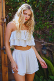 T2540 Solid Tiered Tube Crop Top